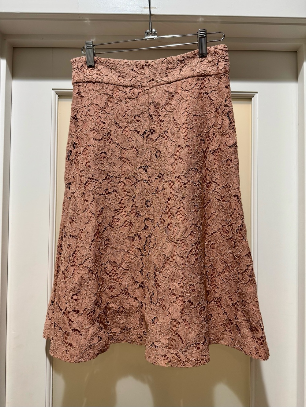 Zara Lace Midi Skirt Size S Dusty Pink Fully Lined Side Zip - Picture 3 of 9